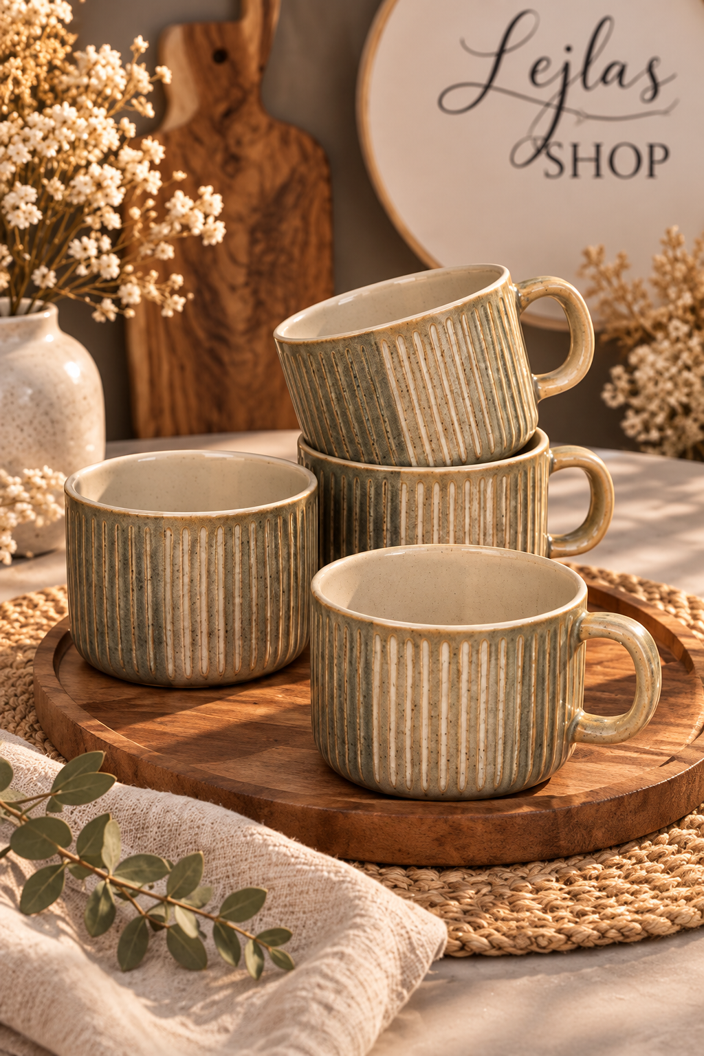 Filxhana Ribbed Beige – Set 6 copë